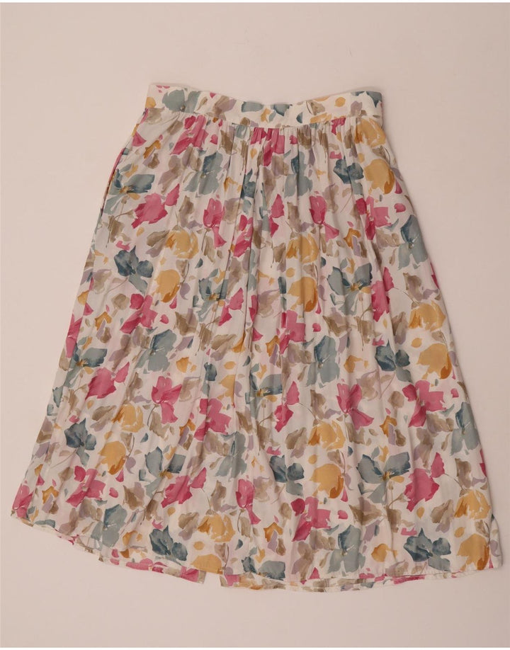 Vintage Damen ausgestellter Rock IT 44 Medium W31 Mehrfarbige florale Viskose