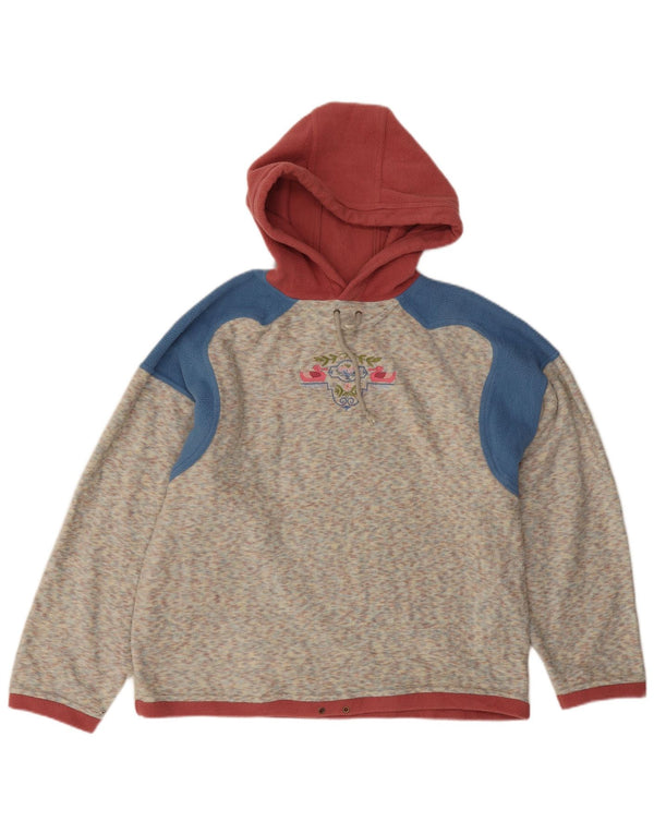 Diadora Damen-Fleecepullover mit grafischer Kapuze, UK 20 2XL, Grau, Farbblock