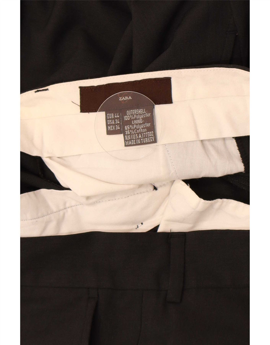 Gerade Anzughose für Herren von Zara, EU 44, Größe L, W34, L27, Schwarz, Polyester