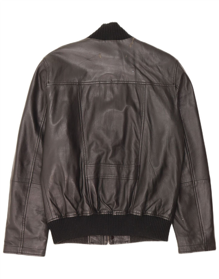 Conbipel Herren Bomber-Lederjacke IT 48 Mittelschwarzes Leder