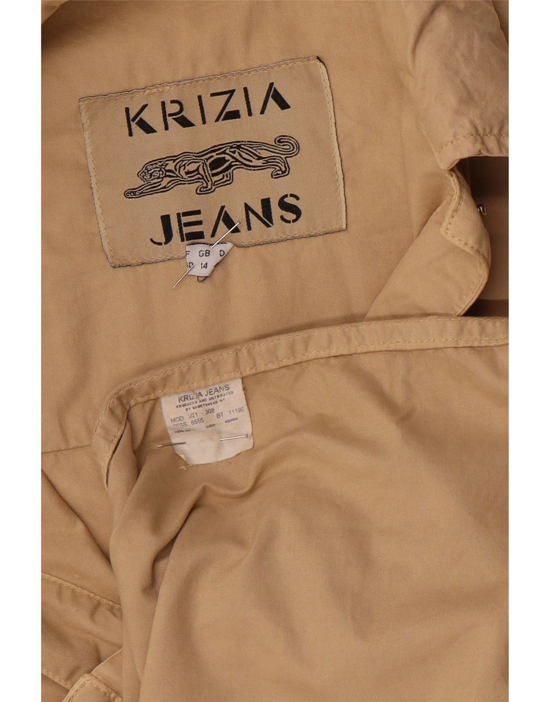 Krizia Damen Utility-Jacke UK 14 Large Beige Baumwolle