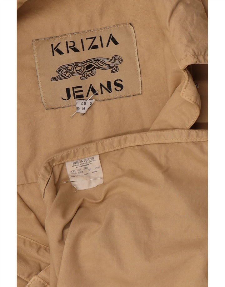 Krizia Damen Utility-Jacke UK 14 Large Beige Baumwolle
