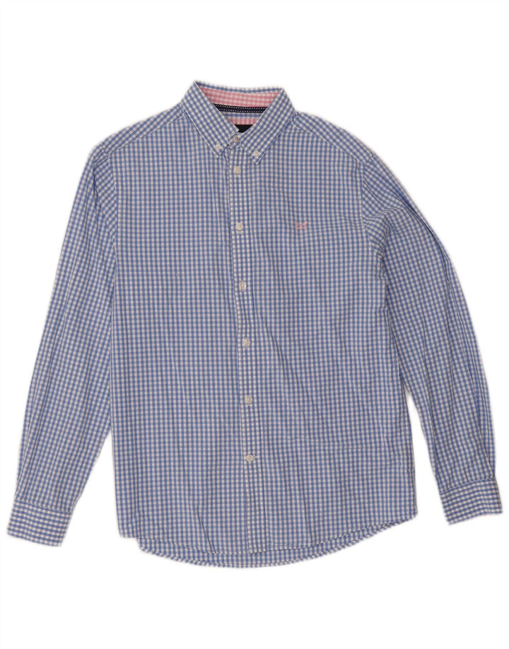Crew Clothing Herren-Hemd mit klassischer Passform, klein, blau, Gingham-Baumwolle