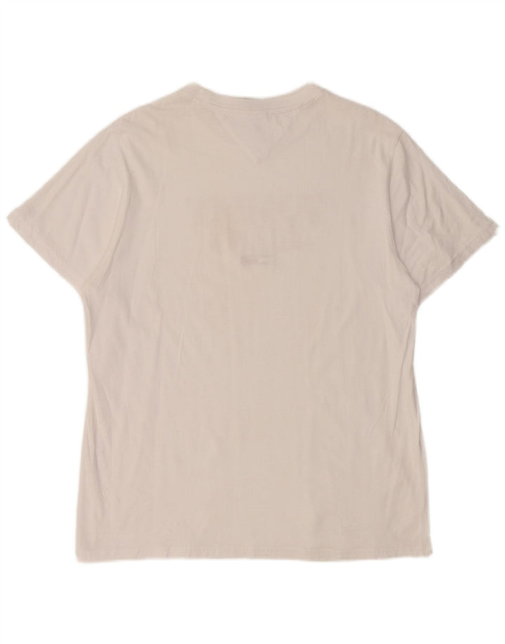 Tommy Hilfiger Damen Grafik-T-Shirt-Oberteil UK 14 Mittelweiß