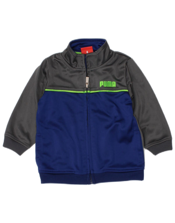 Puma Baby-Jungen-Trainingsanzugoberteil mit Grafik, 6–9 Monate, graues Farbblockdesign