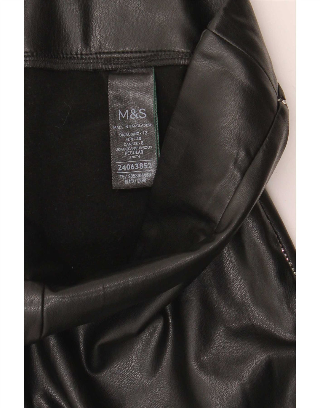 Marks & Spencer Damen-Leggings aus Kunstleder, UK 12, Mittelschwarz, Polyester