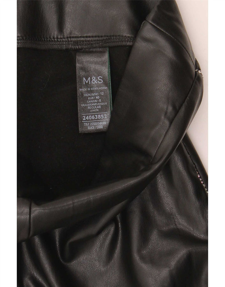Marks & Spencer Damen-Leggings aus Kunstleder, UK 12, Mittelschwarz, Polyester