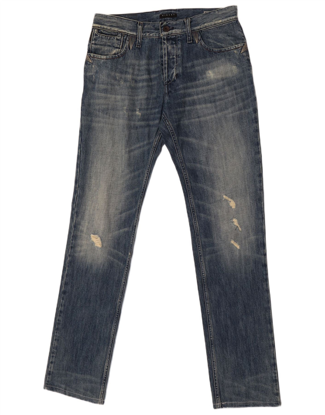 Sisley Herren Distressed Slim Jeans W31 L33 Blaue Baumwolle