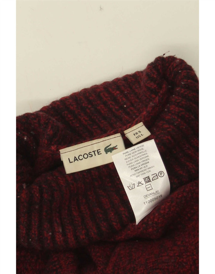 Lacoste Herren-Pullover mit Rollkragen, Größe 5, große burgunderrote Wolle