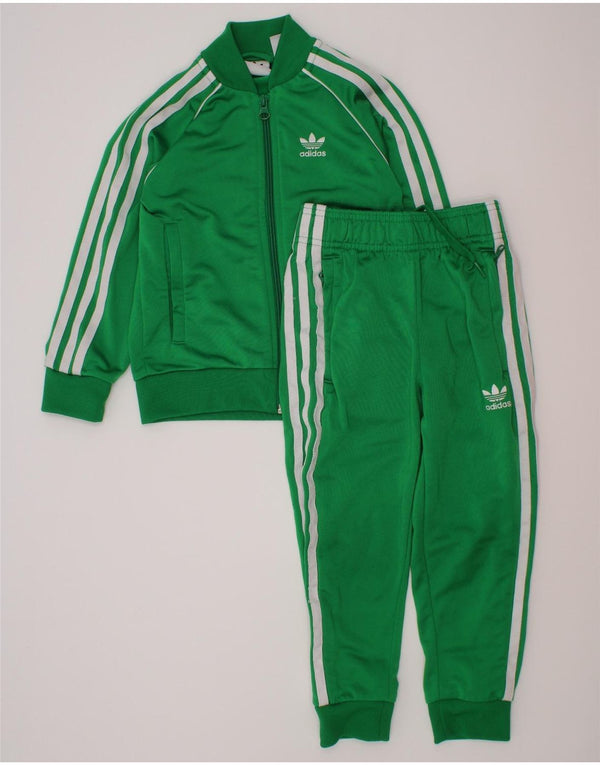 Kompletter Adidas-Trainingsanzug für Jungen, 4–5 Jahre, grünes Polyester