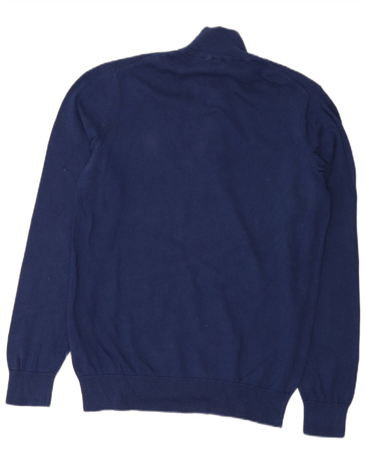 Crew Clothing Herren-Pullover mit Reißverschluss am Hals, mittlere marineblaue Baumwolle