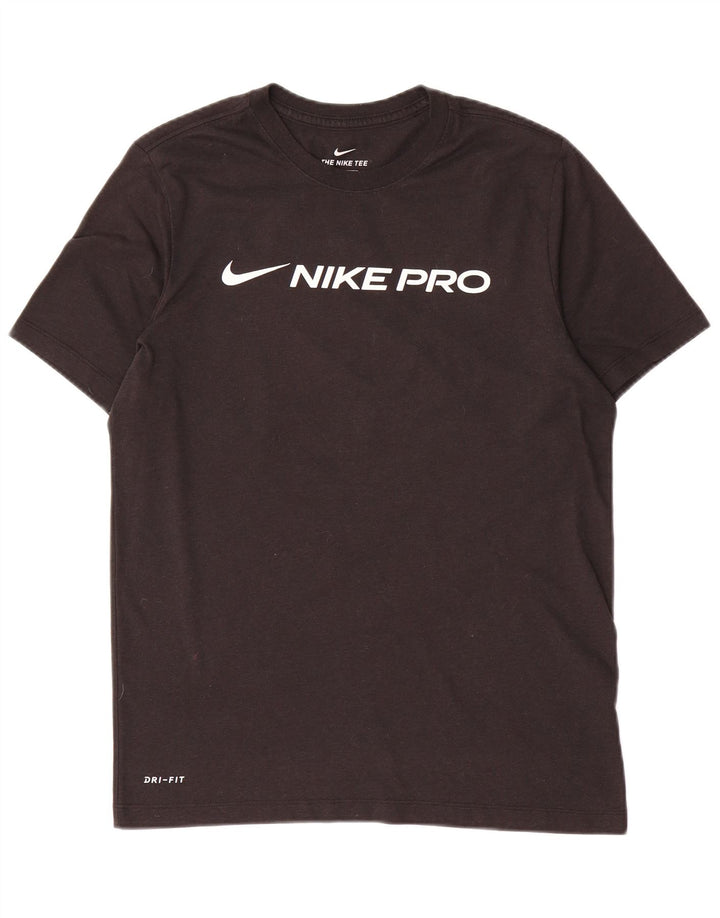 NIKE Mens Dri Fit Graphic T-Shirt Top Medium Black Polyester