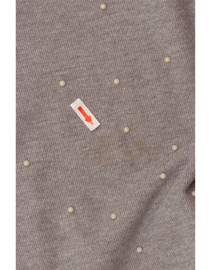 Zara Damen-Oberteil mit Kapuze, langärmlig, Gr. 14, mittelgrau gefleckt