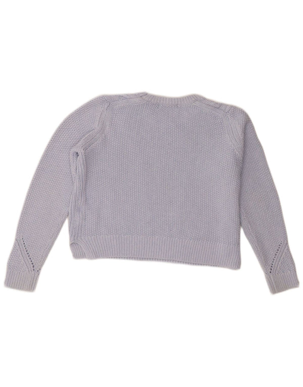 Marks & Spencer Womens Crop Crew Neck Jumper Sweater UK 16 Large Blue
