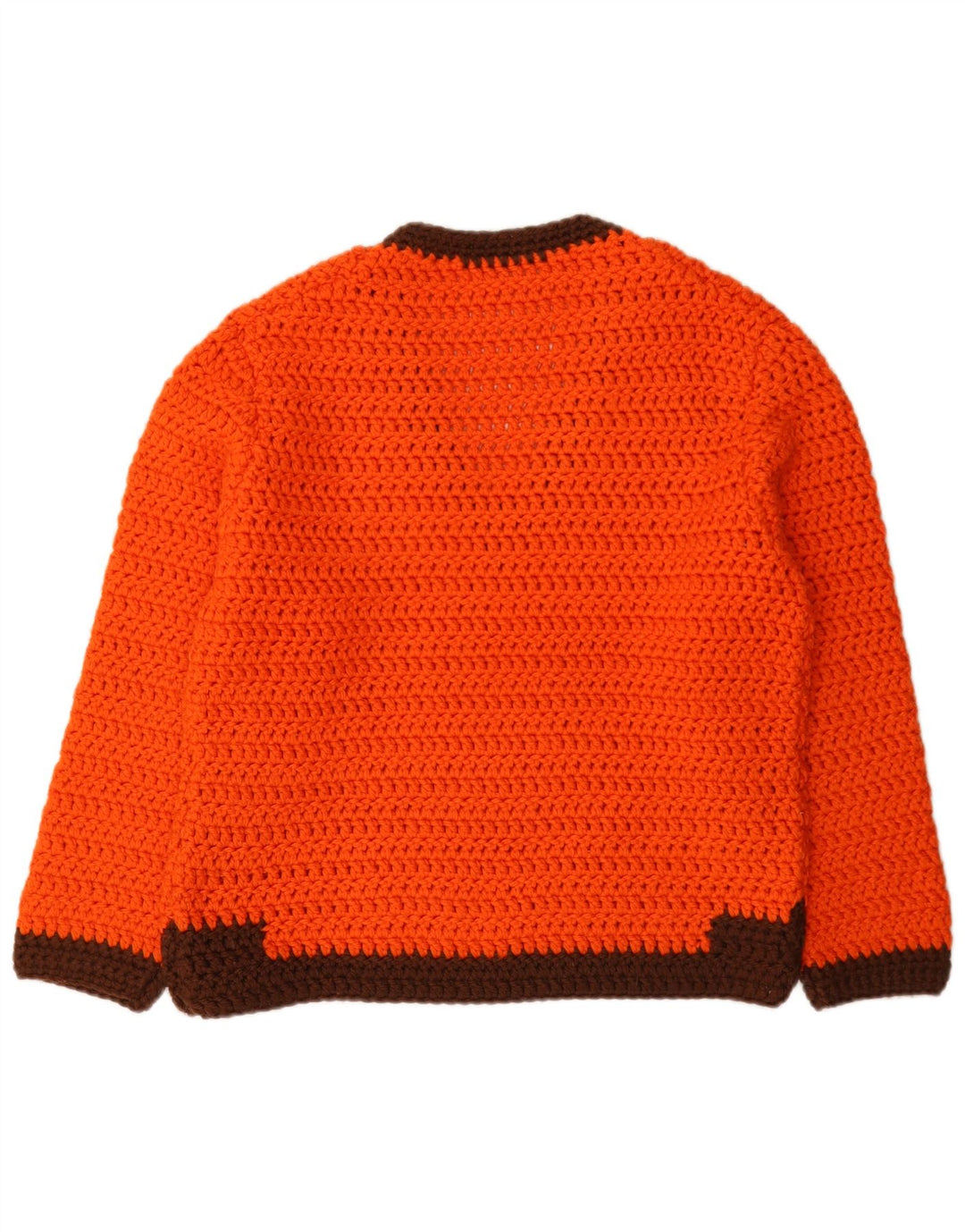 Vintage Damen V-Ausschnitt Pullover Pullover UK 12 Mittelorange Farbblock