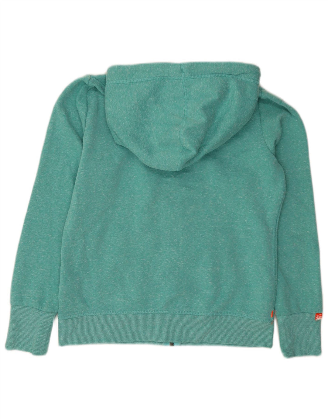 SUPERDRY Damen-Kapuzenpullover mit Reißverschluss, Gr. 44, großes türkisfarbenes gesprenkeltes Polyester