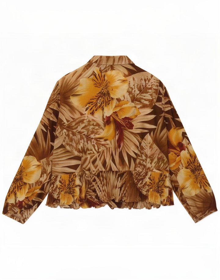 Vintage Damen 5-Knopf-Blazerjacke UK 16 Large Brown Floral