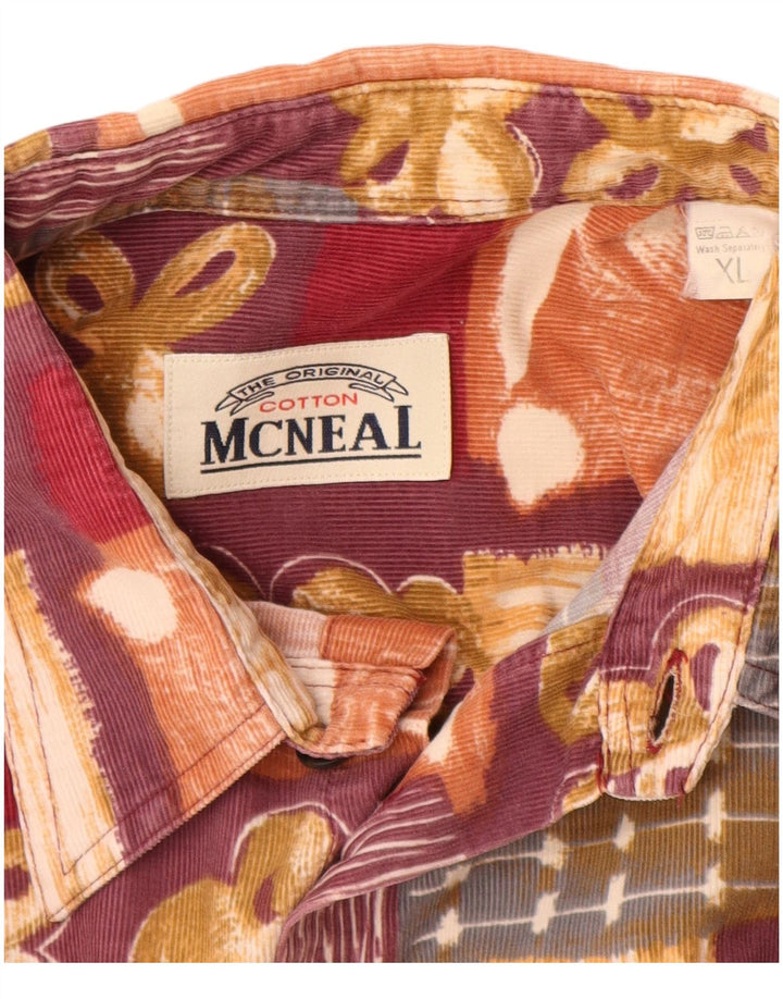 MCNEAL Herren Cordhemd XL Burgunderrot Patchwork