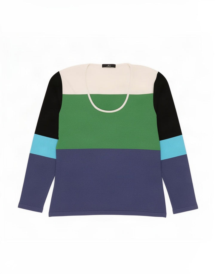 Fay Damen-Oberteil, langärmlig, UK-Größe 44, groß, mehrfarbig, Colourblock-Viskose