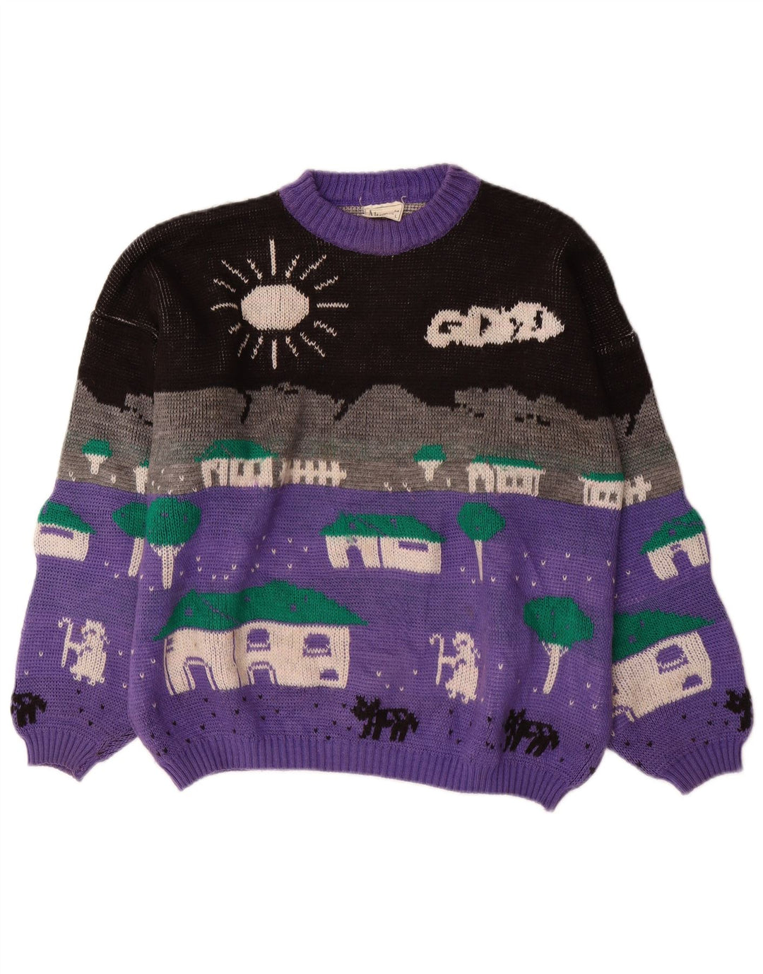 ALTA MODA Damen-Pullover mit Rundhalsausschnitt, UK 16, Größe L, Lila, Farbblock