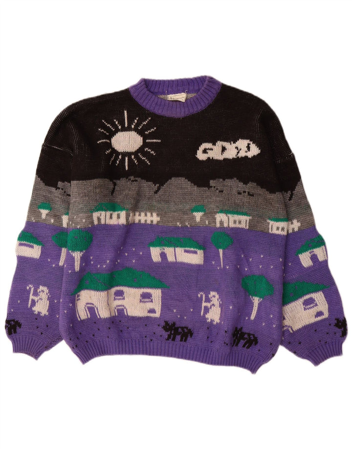 ALTA MODA Damen-Pullover mit Rundhalsausschnitt, UK 16, Größe L, Lila, Farbblock