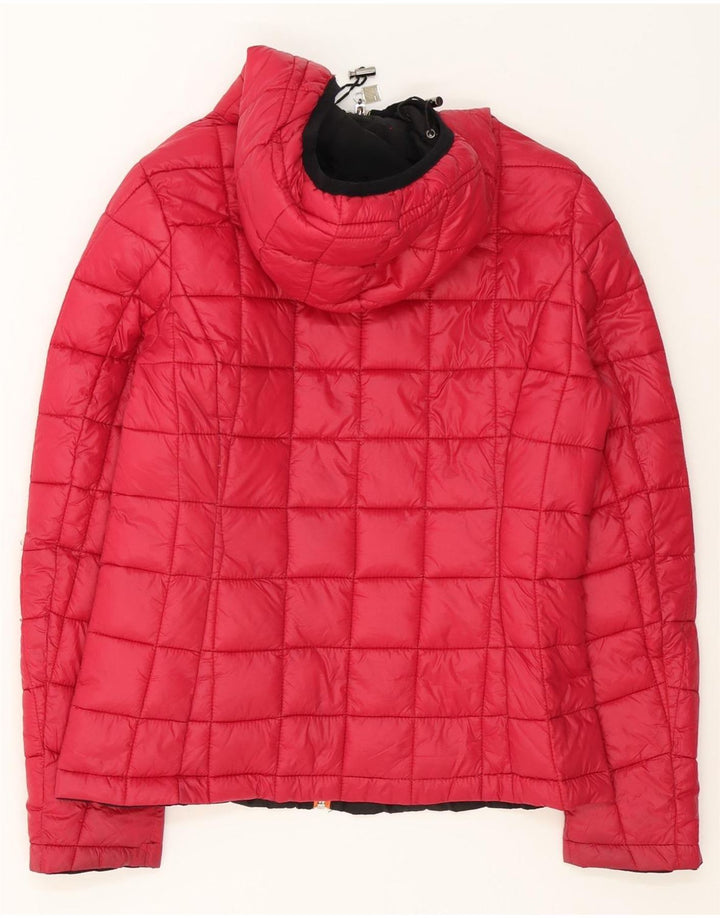 K-Way Damen Kapuzenjacke, wendbar, wattiert, UK 14, Größe L, aus schwarzem Nylon