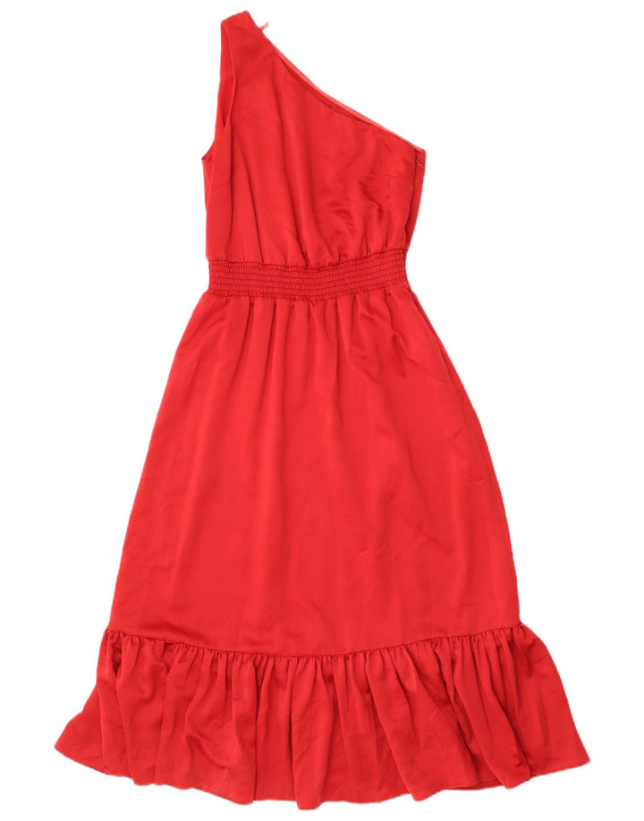 Michael Kors Damen One-Shoulder-Kleid US 2 XS Rot Polyester