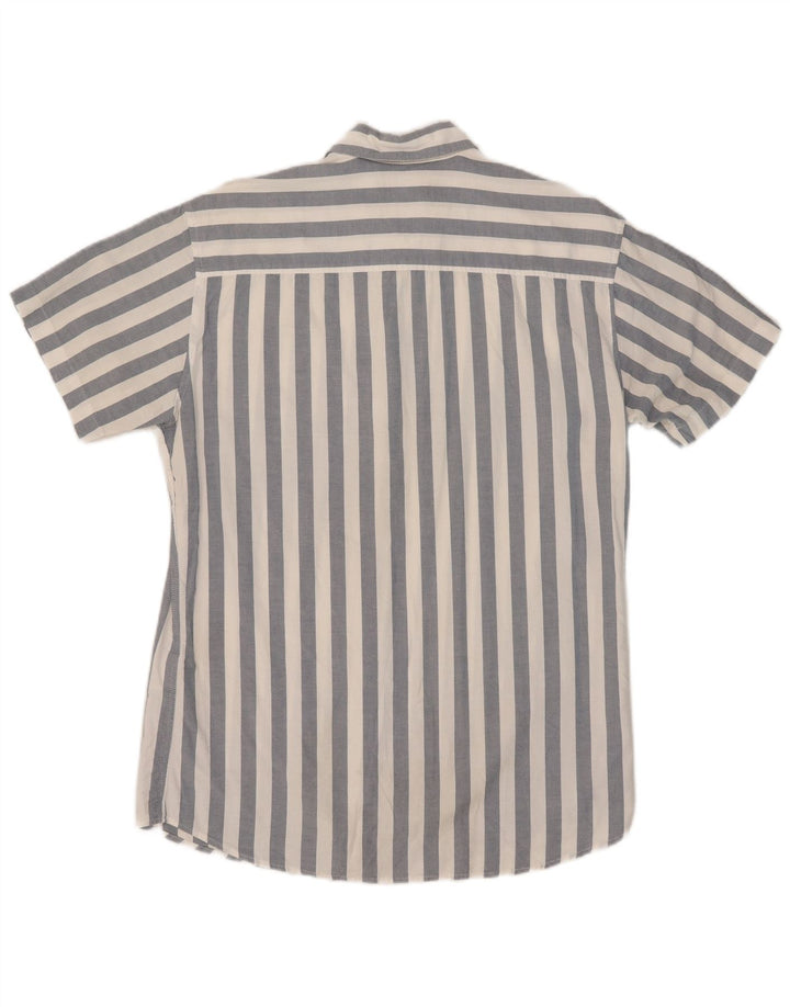 Jack & Jones Herren-Kurzarmhemd aus mittelblauer, gestreifter Baumwolle