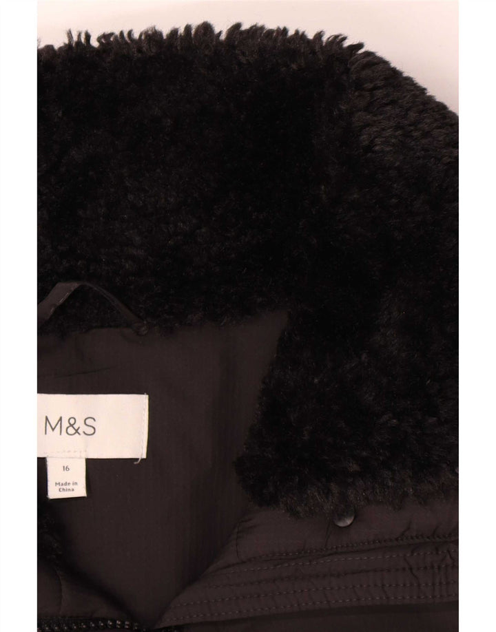Marks & Spencer Damen Übergroße wattierte Jacke UK 16 Large Schwarz Polyester