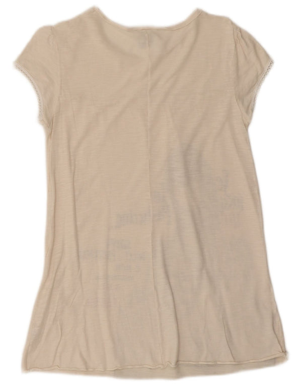 Benetton Mädchen-T-Shirt mit Grafik, 11–12 Jahre, 2XL, cremefarbene Baumwolle