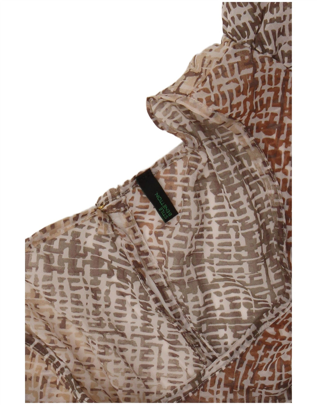BENETTON Damen-Fledermauskleid in A-Linie, Gr. 12, Mittelbeige, kariert