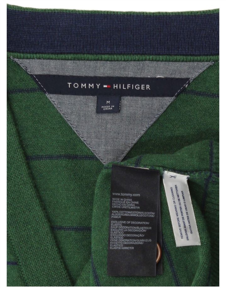Tommy Hilfiger Herren-Strickjacke aus mittelgrün gestreifter Baumwolle