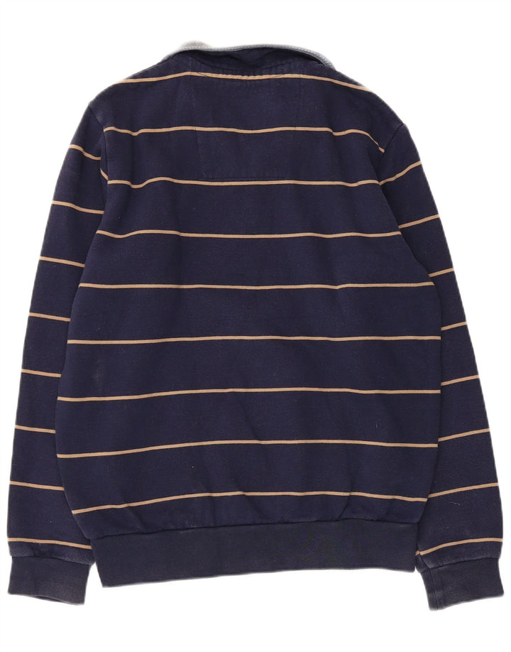 CREW CLOTHING Herren-Sweatshirt mit Reißverschluss am Hals, Größe S, Marineblau gestreift