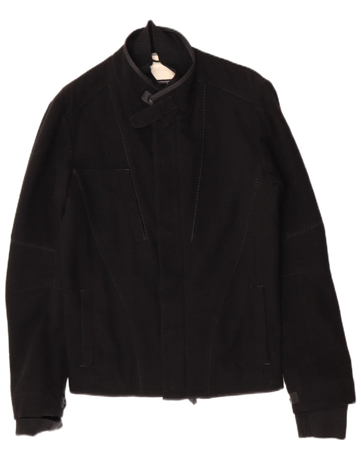 Marithe Francois Girbaud Herren Bomberjacke UK 38 Mittelschwarze Schurwolle
