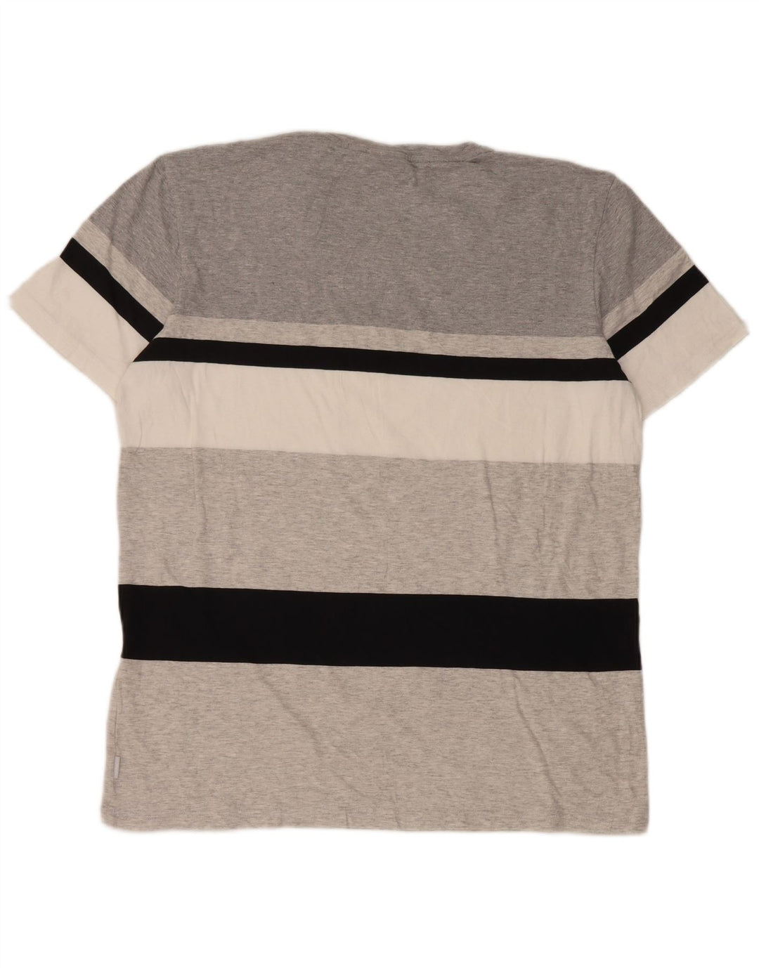 Adidas Herren T-Shirt Top Large Grau Gestreifte Baumwolle