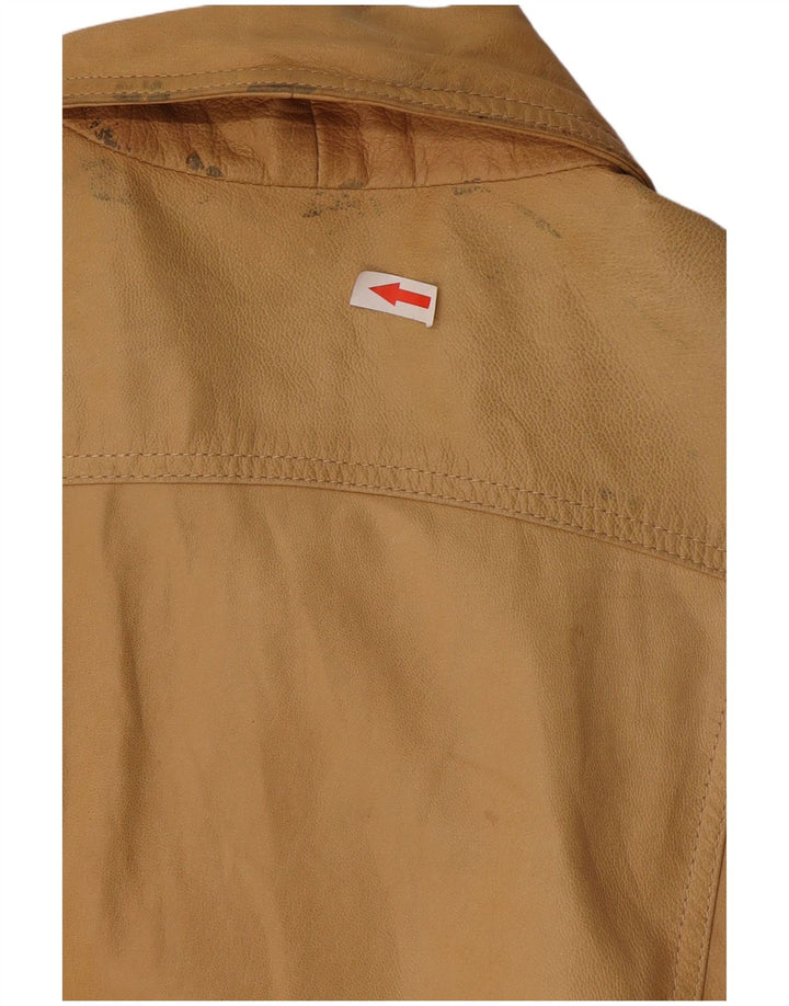 Stefanel Damen Lederjacke UK 14 Large Beige Leder