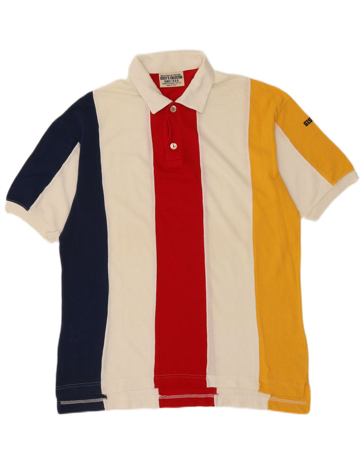 Sisley Herren-Poloshirt, groß, mehrfarbig, gestreift, Baumwolle