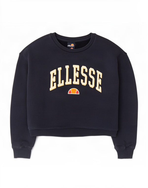 Ellesse Womens Crop Graphic Sweatshirt Pullover UK 12 Medium Marineblau