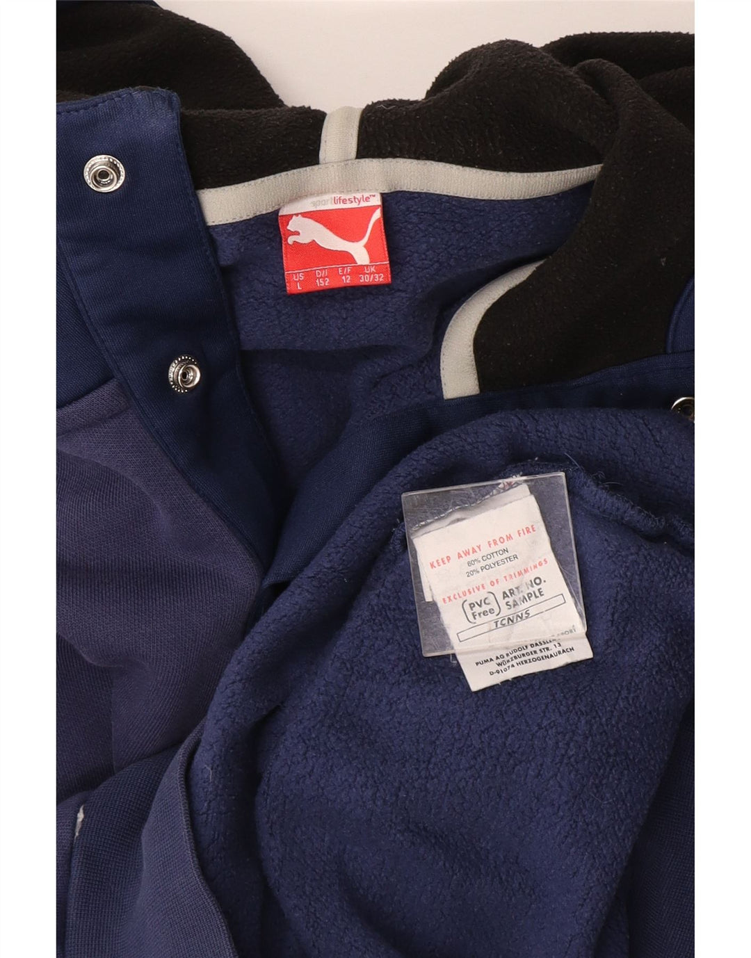 PUMA Jungen-Kapuzenpullover mit Knopfkragen, 11–12 Jahre, marineblaue Baumwolle