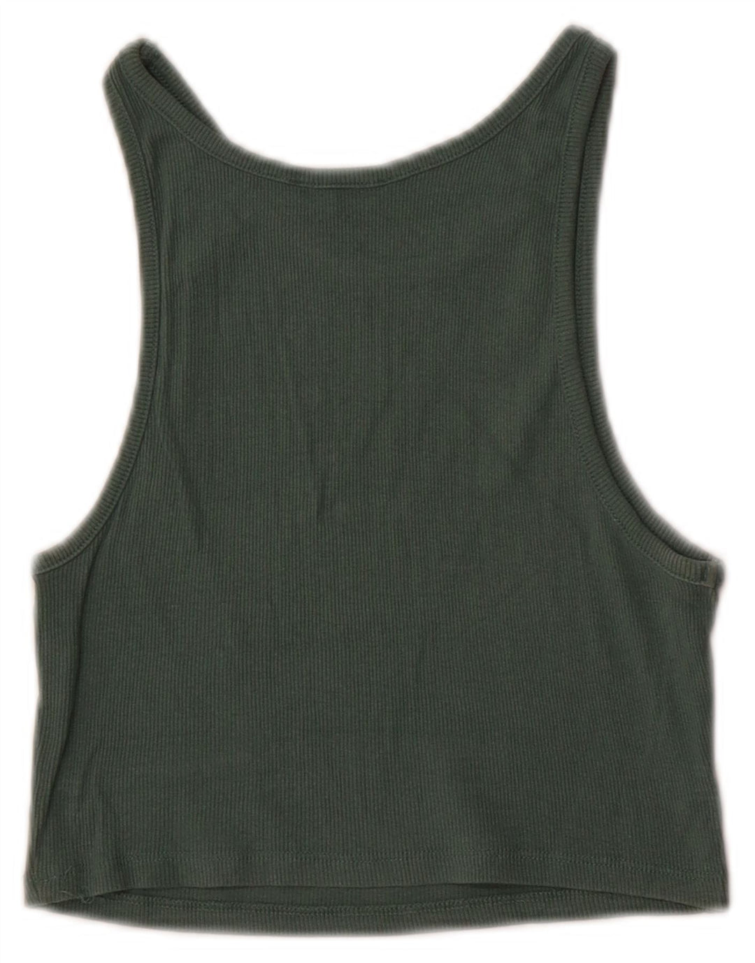Zara Damen Crop Vest Top UK 12 Mittelgrüne Baumwolle