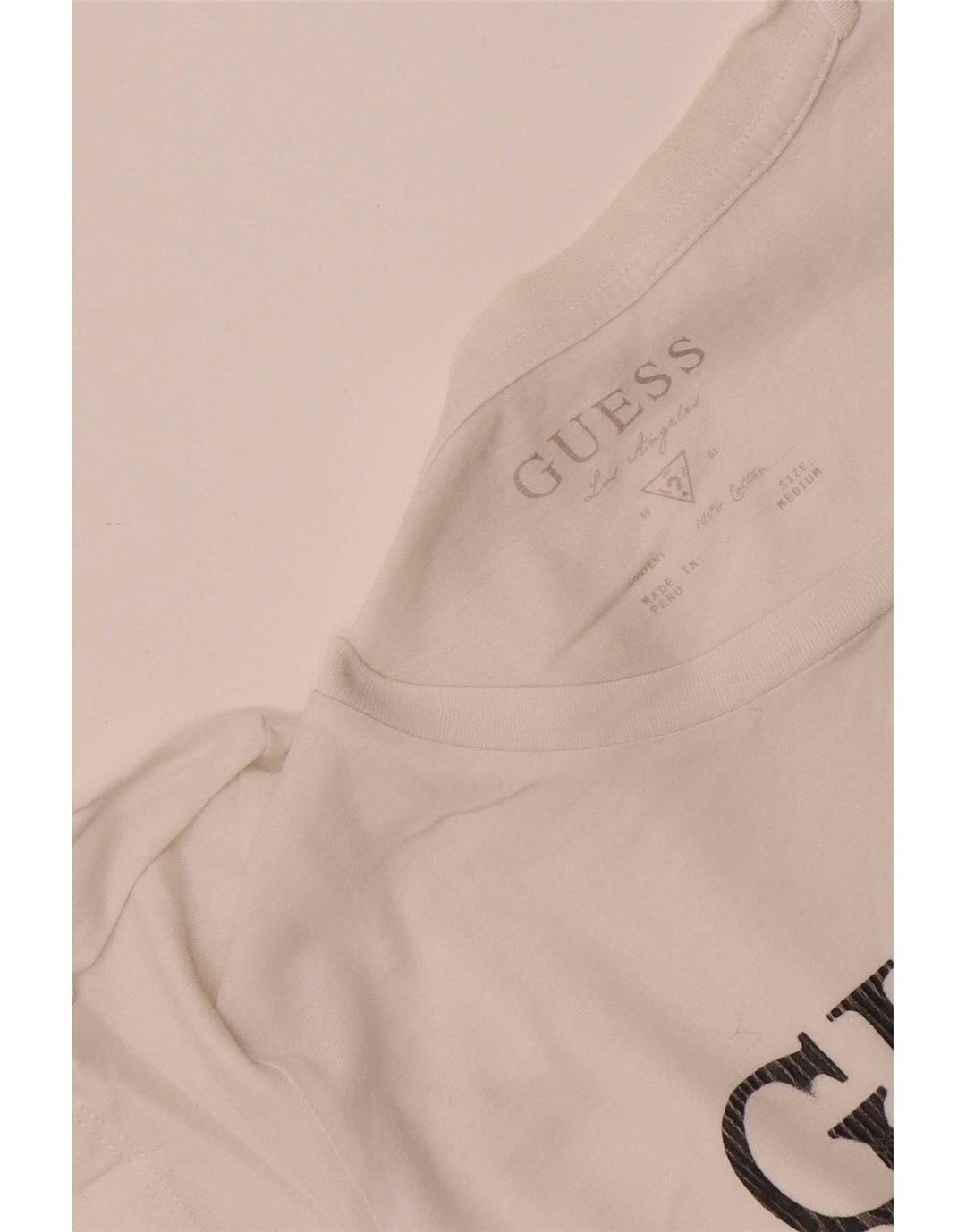Guess Damen Grafik-T-Shirt-Oberteil UK 12 Medium Weiß