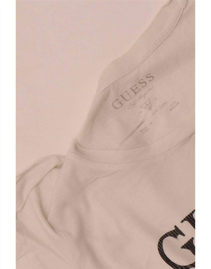 Guess Damen Grafik-T-Shirt-Oberteil UK 12 Medium Weiß