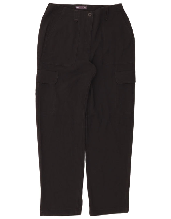Marks & Spencer Damen Gerade Cargohose UK 14 Large W34 L32 Schwarz