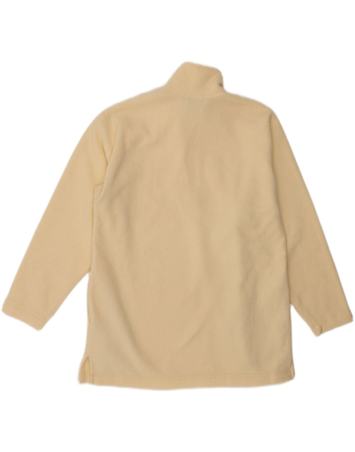 VINTAGE Herren-Fleecepullover mit Reißverschluss am Hals, mittelgroß, gebrochenes Weiß