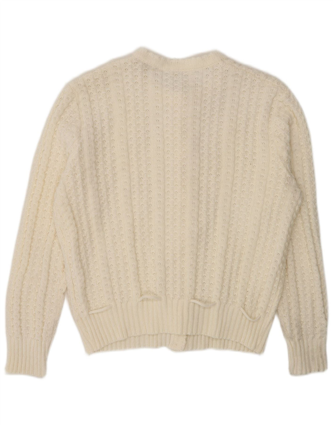 Vintage Damen Cardigan Pullover UK 16 Groß Weiß Polyacryl