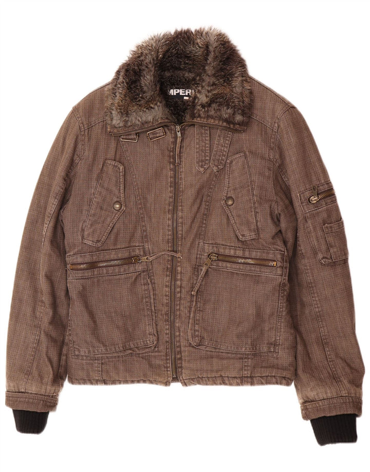 Imperial Herren Bomber Shearling Windjacke UK 38 Mittelbraune Baumwolle