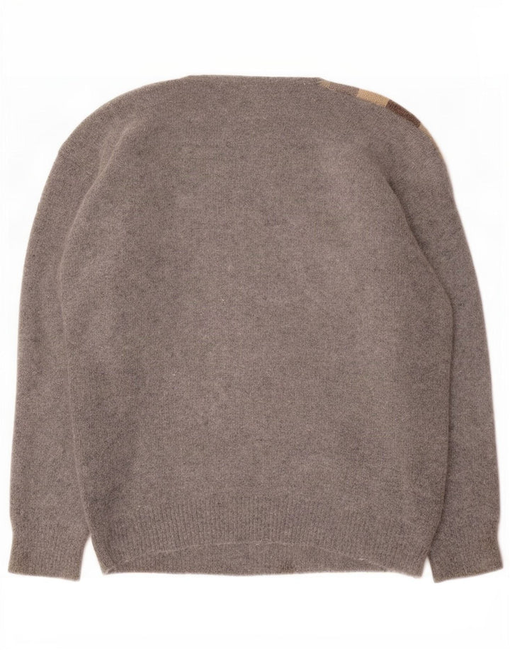 Louis London Damen-Pullover mit Rundhalsausschnitt, EU 38, Mittelgrau, Farbblock