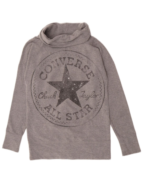 Converse Damen Grafik-Sweatshirt-Pullover UK 10 Small Graue Baumwolle