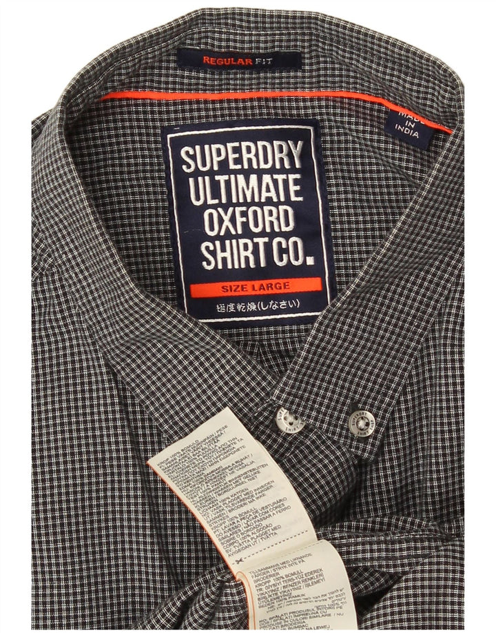 Superdry Herren-Hemd in normaler Passform, groß, grau kariert, Baumwolle