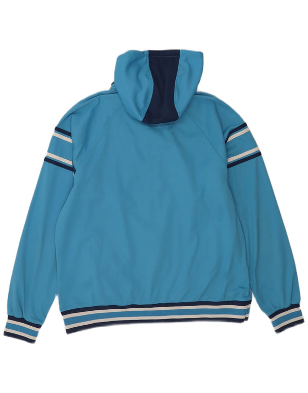 Asics Herren-Trainingsanzug mit Kapuze, große Jacke, blau gestreift, Polyester